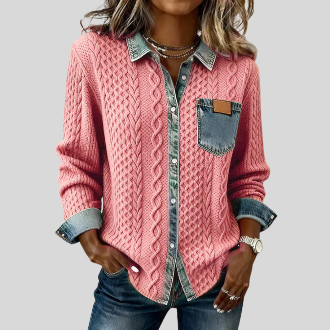 SIMONE™ | Denim Patchwork Shirt