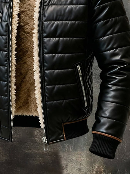 JOHN™ | Black Quilted Jacket Featuring Cozy Sherpa Lining
