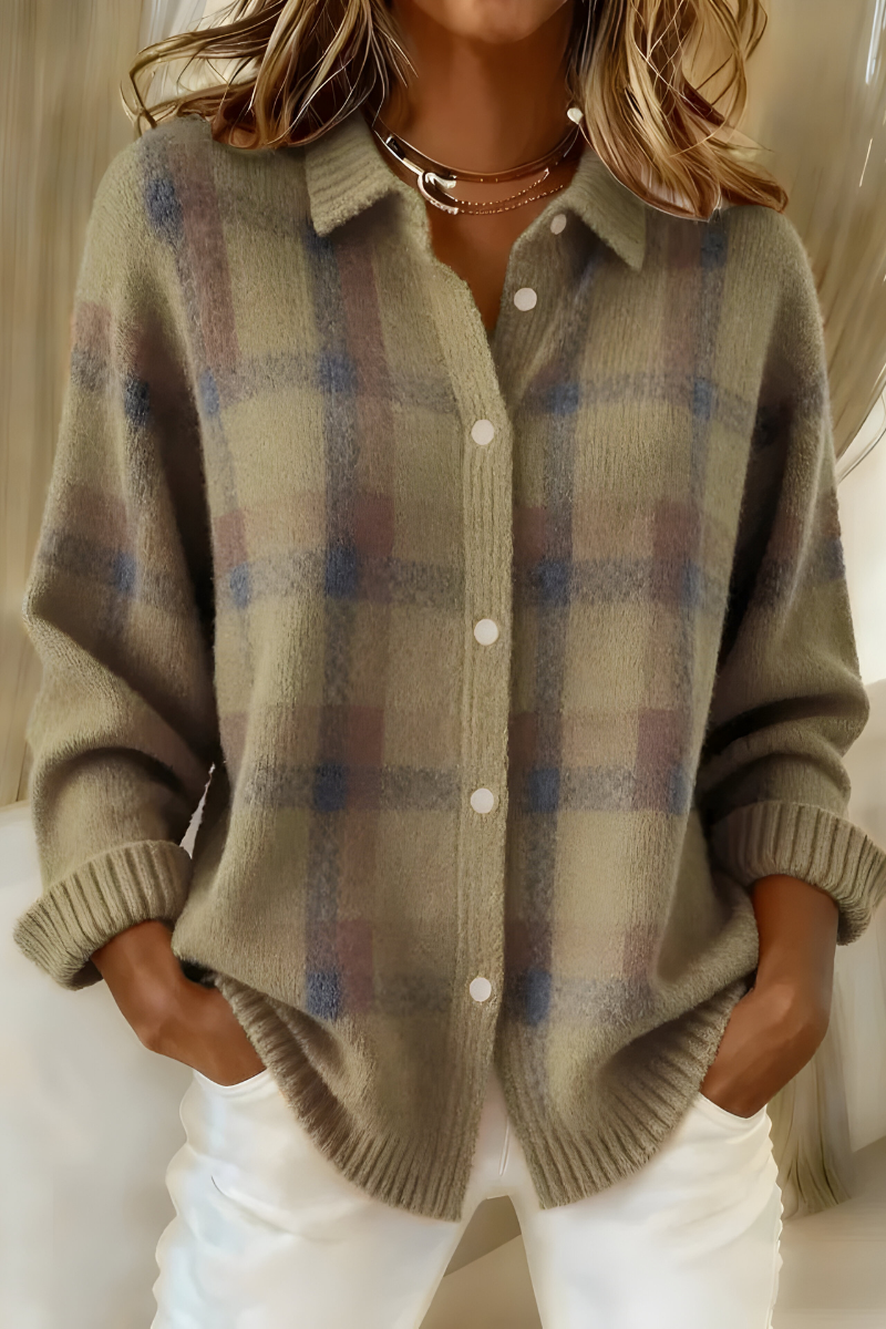 BELLA™ | Soft Knitted Checked Cardigan