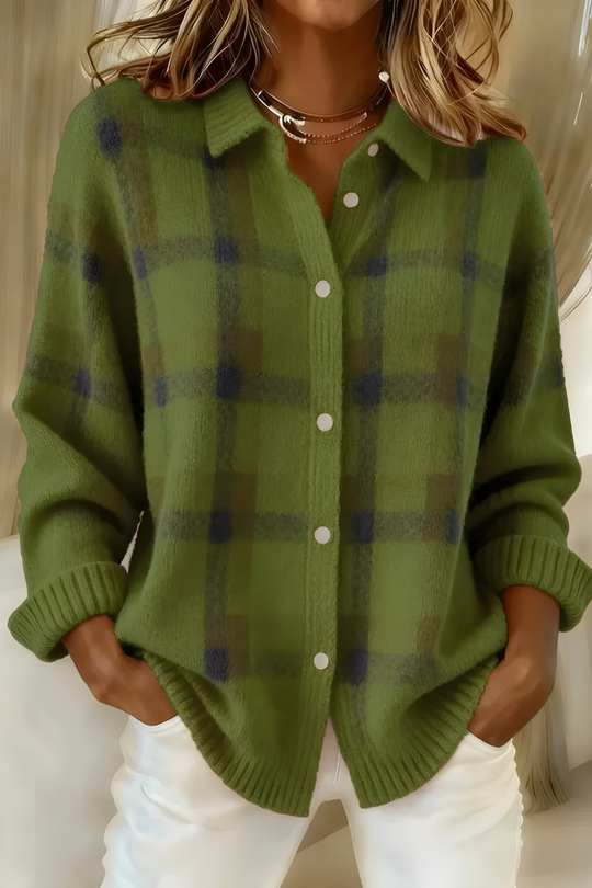 BELLA™ | Soft Knitted Checked Cardigan