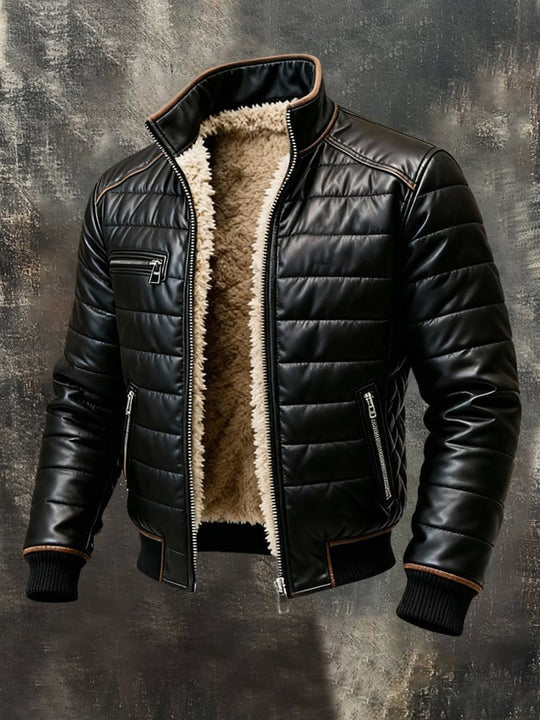 JOHN™ | Black Quilted Jacket Featuring Cozy Sherpa Lining