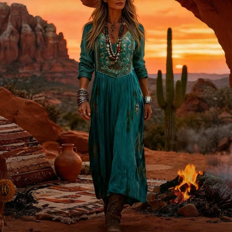 LELA™ | Vintage Floral Print Dress