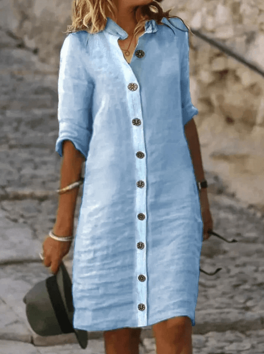 MAAIKE™ | Frühling Langes Knopfkleid