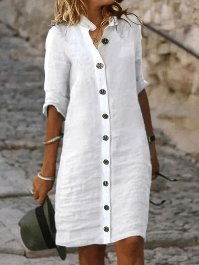 MAAIKE™ | Frühling Langes Knopfkleid