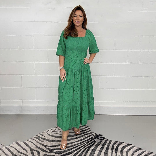 ELINA™ | Entspanntes besticktes Kleid