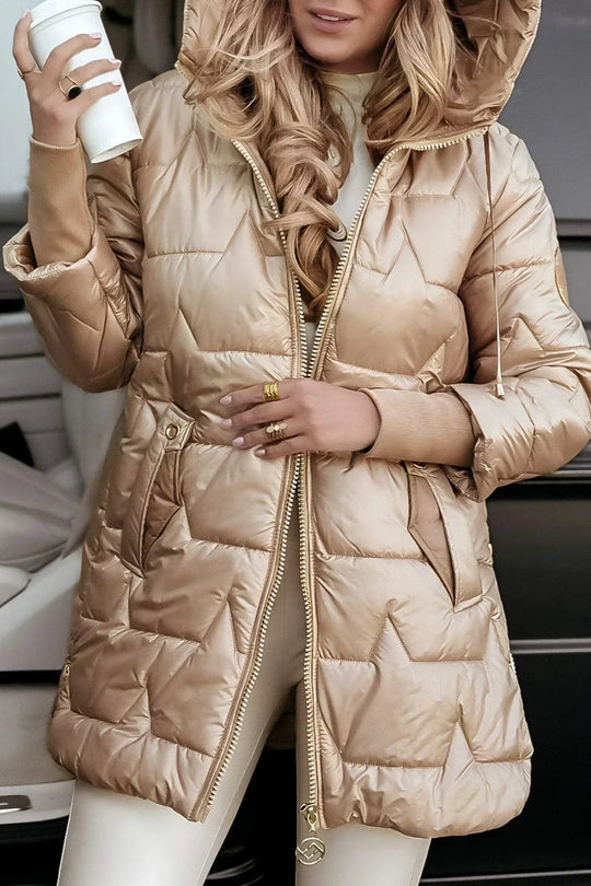 LINA™ | Long, warm quilted jacket with generous hood
