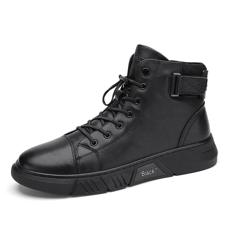 DAVID™ | Robuste Herren Lederstiefel aus schwarzem Leder
