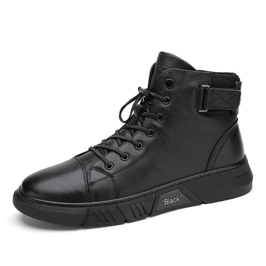 DAVID™ | Robuste Herren Lederstiefel aus schwarzem Leder