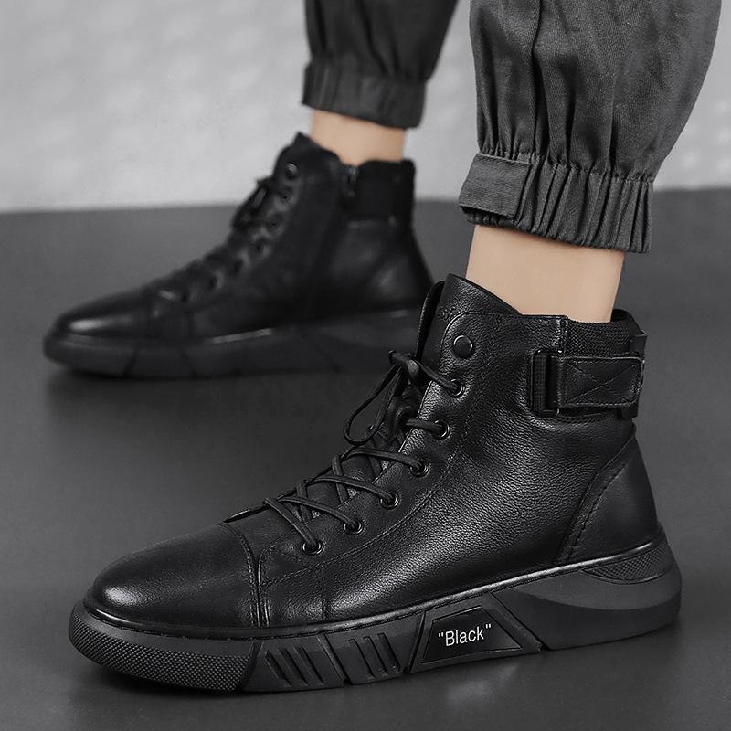 DAVID™ | Robuste Herren Lederstiefel aus schwarzem Leder
