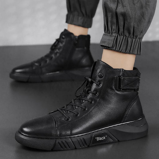 DAVID™ | Robuste Herren Lederstiefel aus schwarzem Leder